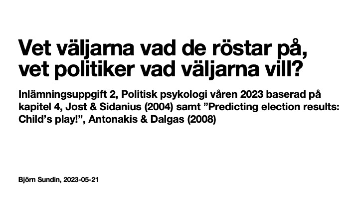 Vet forskarna, politikerna och väljarna tillräckligt om hur val går till?